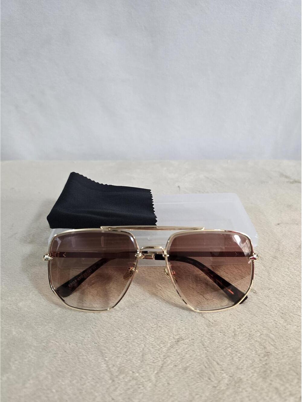 Stylish Gold Frame Brown Gradient Lens Sunglasses